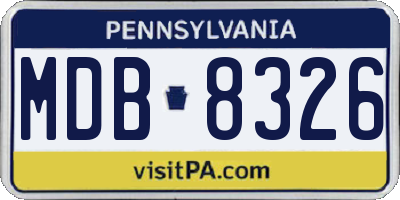 PA license plate MDB8326