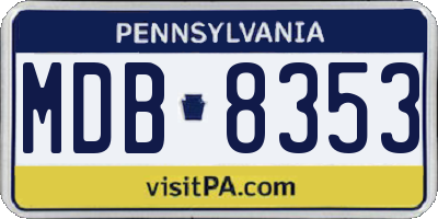 PA license plate MDB8353