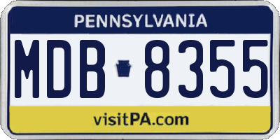 PA license plate MDB8355