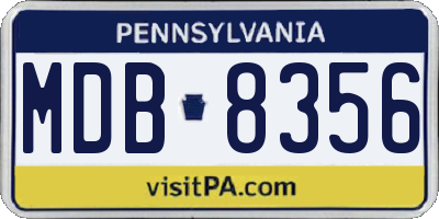 PA license plate MDB8356