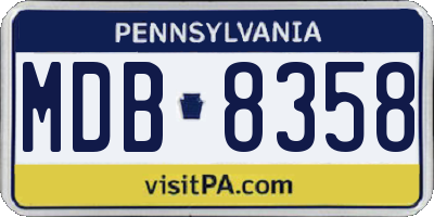 PA license plate MDB8358