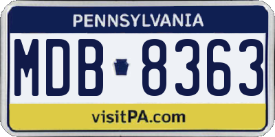 PA license plate MDB8363