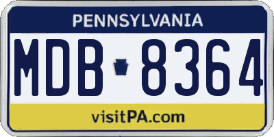 PA license plate MDB8364