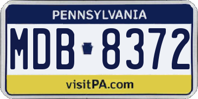 PA license plate MDB8372