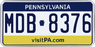 PA license plate MDB8376