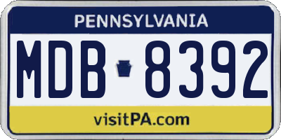 PA license plate MDB8392