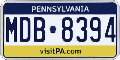 PA license plate MDB8394