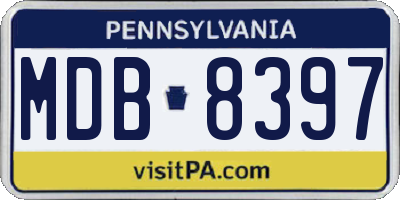 PA license plate MDB8397
