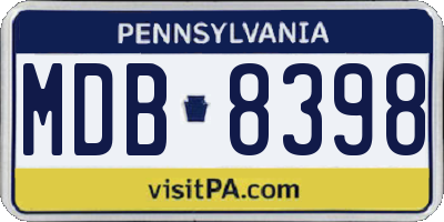 PA license plate MDB8398