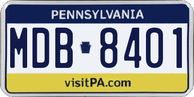 PA license plate MDB8401