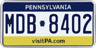 PA license plate MDB8402