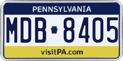 PA license plate MDB8405