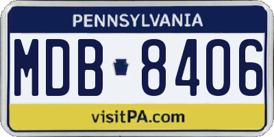PA license plate MDB8406