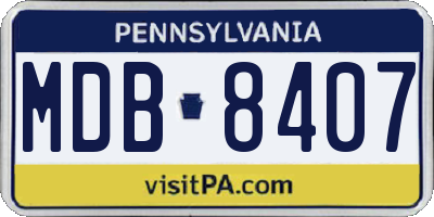 PA license plate MDB8407