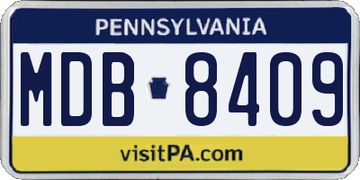 PA license plate MDB8409