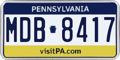 PA license plate MDB8417