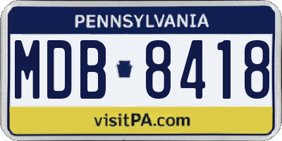 PA license plate MDB8418