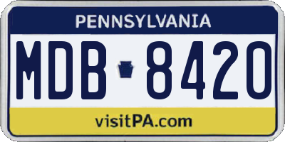 PA license plate MDB8420