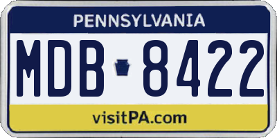 PA license plate MDB8422