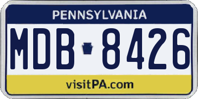 PA license plate MDB8426