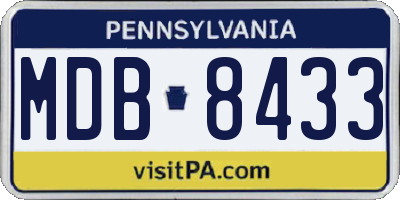 PA license plate MDB8433