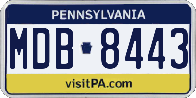 PA license plate MDB8443