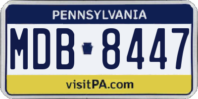 PA license plate MDB8447