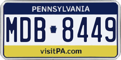 PA license plate MDB8449