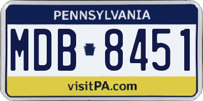 PA license plate MDB8451