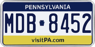 PA license plate MDB8452