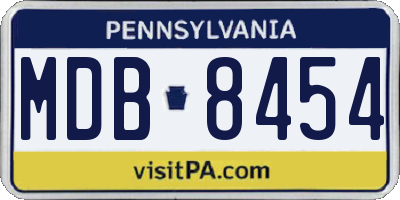 PA license plate MDB8454