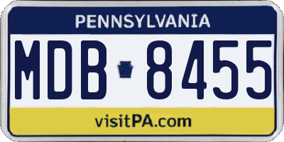 PA license plate MDB8455