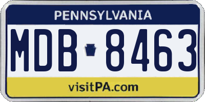 PA license plate MDB8463