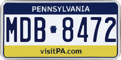 PA license plate MDB8472