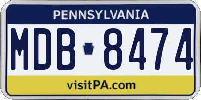 PA license plate MDB8474