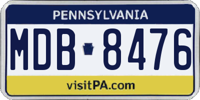 PA license plate MDB8476