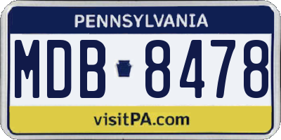 PA license plate MDB8478