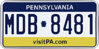 PA license plate MDB8481