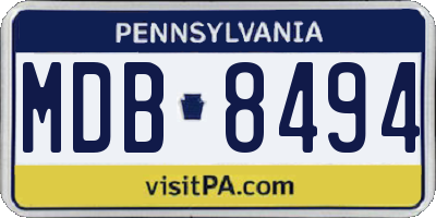PA license plate MDB8494
