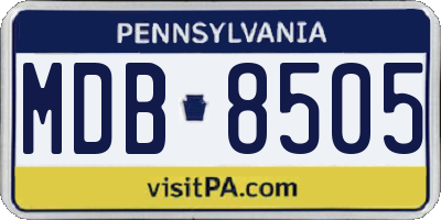 PA license plate MDB8505