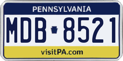 PA license plate MDB8521