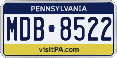 PA license plate MDB8522