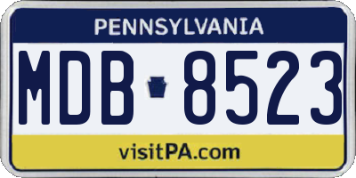 PA license plate MDB8523