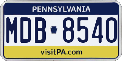 PA license plate MDB8540