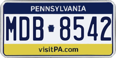 PA license plate MDB8542
