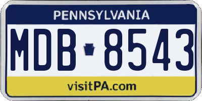 PA license plate MDB8543