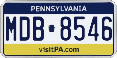 PA license plate MDB8546