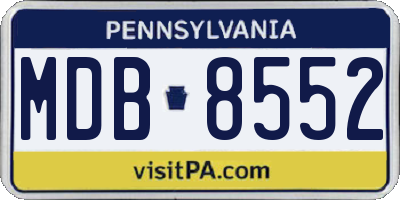 PA license plate MDB8552