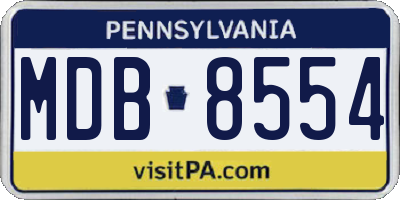 PA license plate MDB8554