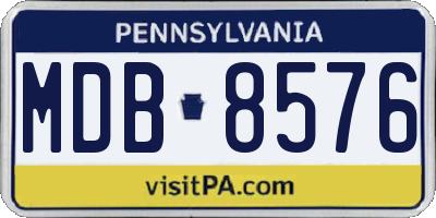 PA license plate MDB8576